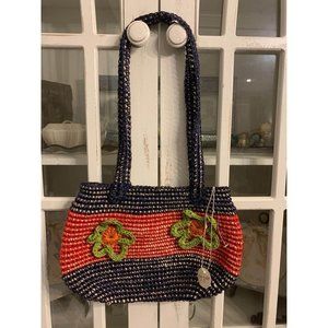 NWT Country Originals woven purse, floral, red and blue